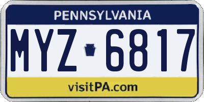 PA license plate MYZ6817