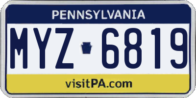 PA license plate MYZ6819
