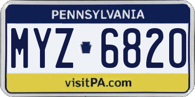 PA license plate MYZ6820