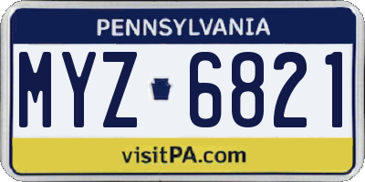 PA license plate MYZ6821