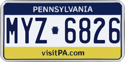 PA license plate MYZ6826