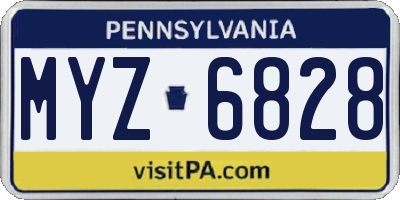 PA license plate MYZ6828