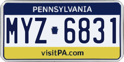 PA license plate MYZ6831