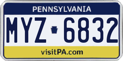 PA license plate MYZ6832
