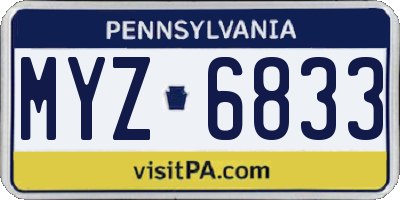 PA license plate MYZ6833