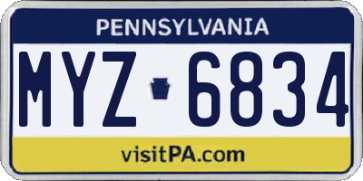 PA license plate MYZ6834