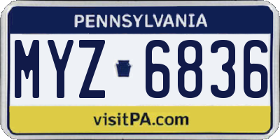PA license plate MYZ6836