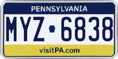 PA license plate MYZ6838