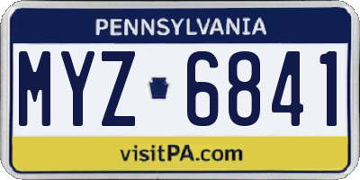 PA license plate MYZ6841
