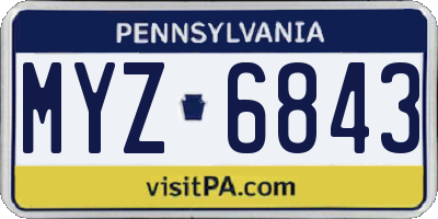 PA license plate MYZ6843