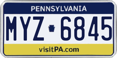 PA license plate MYZ6845