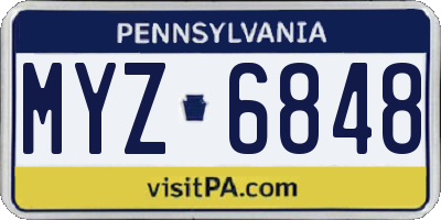 PA license plate MYZ6848