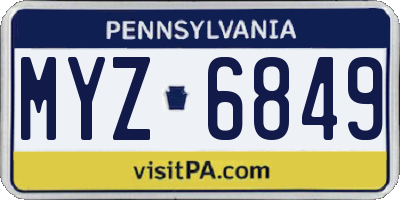 PA license plate MYZ6849