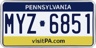 PA license plate MYZ6851