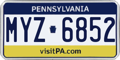 PA license plate MYZ6852