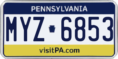 PA license plate MYZ6853