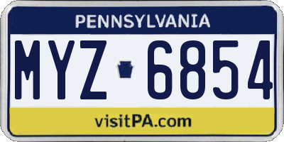 PA license plate MYZ6854