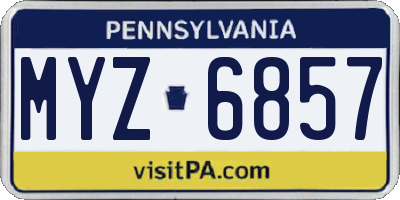 PA license plate MYZ6857