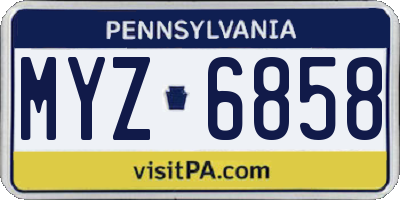 PA license plate MYZ6858