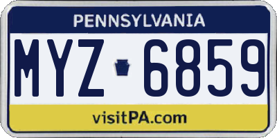 PA license plate MYZ6859