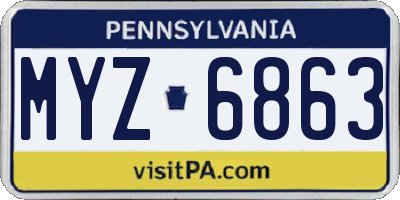 PA license plate MYZ6863