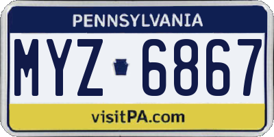 PA license plate MYZ6867