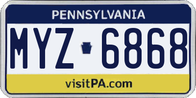 PA license plate MYZ6868