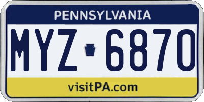 PA license plate MYZ6870