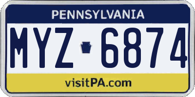 PA license plate MYZ6874