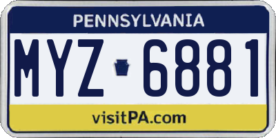PA license plate MYZ6881
