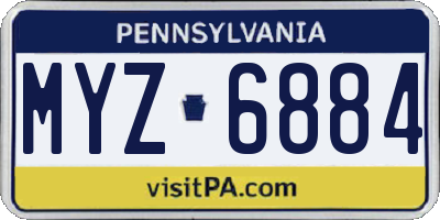PA license plate MYZ6884