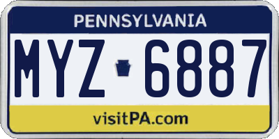 PA license plate MYZ6887