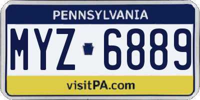 PA license plate MYZ6889