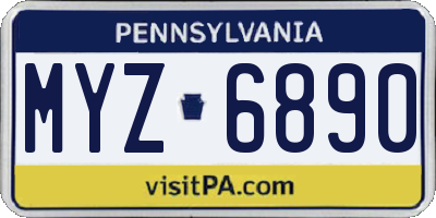 PA license plate MYZ6890