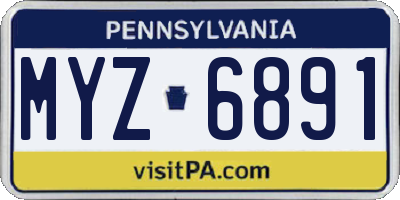 PA license plate MYZ6891