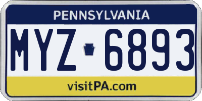 PA license plate MYZ6893