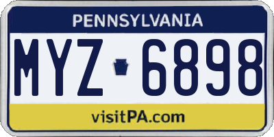 PA license plate MYZ6898
