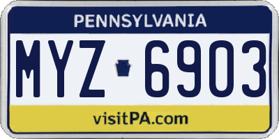 PA license plate MYZ6903