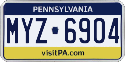 PA license plate MYZ6904