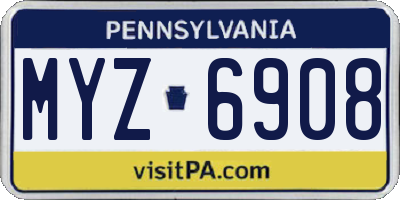 PA license plate MYZ6908