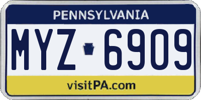 PA license plate MYZ6909