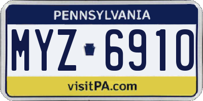 PA license plate MYZ6910