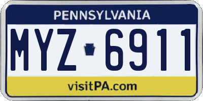 PA license plate MYZ6911