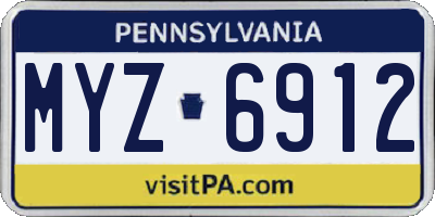 PA license plate MYZ6912