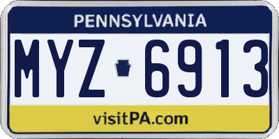 PA license plate MYZ6913