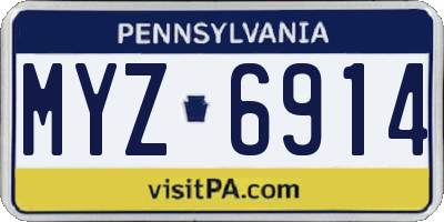 PA license plate MYZ6914