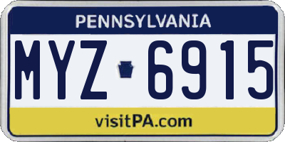 PA license plate MYZ6915