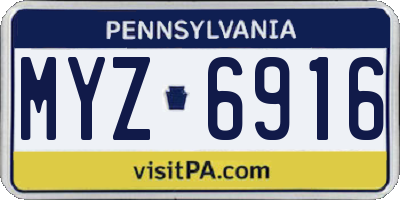 PA license plate MYZ6916