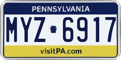 PA license plate MYZ6917