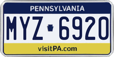 PA license plate MYZ6920